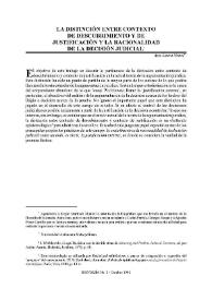 La distinción entre contexto de descubrimiento y de justificación y la racionalidad de la decisión judicial / Ana Laura Nettel | Biblioteca Virtual Miguel de Cervantes