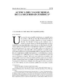 Acerca del valor moral de la seguridad jurídica | Biblioteca Virtual Miguel de Cervantes