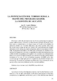 La potenciación del turismo rural a través del Programa LEADER / Ana R. Candela Hidalgo, M.ª del Mar García Carretro y M.ª Paz Such Climent | Biblioteca Virtual Miguel de Cervantes