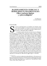 Razonamiento judicial y derechos fundamentales. Observaciones lógicas y epistemológicas | Biblioteca Virtual Miguel de Cervantes