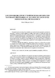 Los usos recreativos y turísticos de los espacios naturales protegidos. El alcance del ocio en el medio natural de Mallorca | Biblioteca Virtual Miguel de Cervantes
