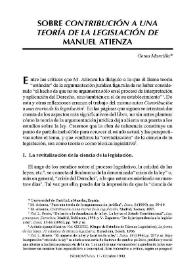 Sobre Contribución a una teoría de la legislación de Manuel Atienza / Gema Marcilla | Biblioteca Virtual Miguel de Cervantes