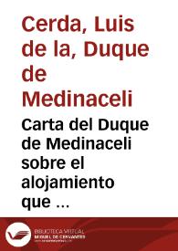 Carta del Duque de Medinaceli sobre el alojamiento que dio a Cristóbal Colón | Biblioteca Virtual Miguel de Cervantes