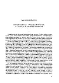Un truco de la ficción histórica : el manuscrito reencontrado / Carlos García Gual | Biblioteca Virtual Miguel de Cervantes