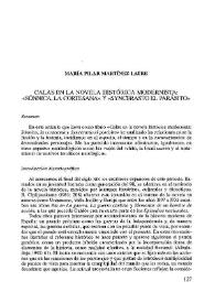 Calas en la novela histórica modernista : "Sónnica, la cortesana" y "Syncerasto el parásito" / M.ª del Pilar Martínez Latre | Biblioteca Virtual Miguel de Cervantes