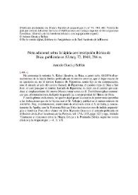 Nota adicional sobre la lápida con inscripción ibérica de Ibiza, publicada en AEArq. 72, 1948, 284 ss. / Antonio García y Bellido | Biblioteca Virtual Miguel de Cervantes