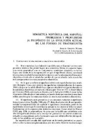 Semántica histórica del español: problemas y propuestas (a propósito de la evolución actual de las formas de tratamiento) | Biblioteca Virtual Miguel de Cervantes