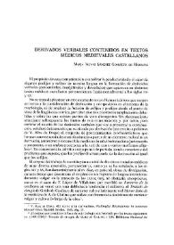 Derivados verbales contenidos en textos médicos medievales castellanos / María Nieves Sánchez González de Herrero | Biblioteca Virtual Miguel de Cervantes