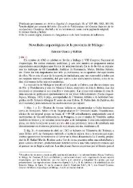 Novedades arqueológicas de la provincia de Málaga / Antonio García y Bellido | Biblioteca Virtual Miguel de Cervantes