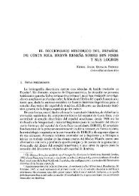 El Diccionario Histórico del Español de Costa Rica. Breve reseña sobre sus fines y sus logros / Miguel Ángel Quesada Pacheco | Biblioteca Virtual Miguel de Cervantes