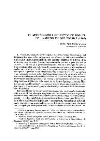 El modernismo lingüístico de Miguel de Unamuno en sus poesías (1907) / María Pilar Celma Valero | Biblioteca Virtual Miguel de Cervantes