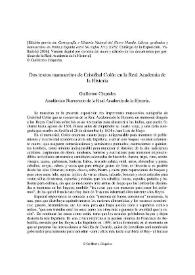 Dos textos manuscritos de Cristóbal Colón en la Real Academia de la Historia / Guillermo Céspedes | Biblioteca Virtual Miguel de Cervantes