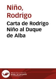 Carta de Rodrigo Niño al Duque de Alba | Biblioteca Virtual Miguel de Cervantes