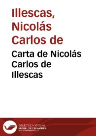 Carta de Nicolás Carlos de Illescas | Biblioteca Virtual Miguel de Cervantes