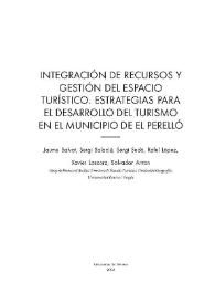 Integración de recursos y gestión del espacio turístico. Estrategias para el desarrollo del turismo en el municipio de El Perelló / Jaume Salvat, Sergi Saladié, Sergi Sedó [et al.] | Biblioteca Virtual Miguel de Cervantes