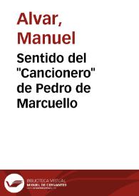 Sentido del "Cancionero" de Pedro de Marcuello / Manuel Alvar | Biblioteca Virtual Miguel de Cervantes