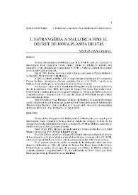 L'estrangeria a Mallorca fins el Decret de Nova Planta de 1715 / Nicolás Sastre Parpal | Biblioteca Virtual Miguel de Cervantes