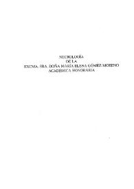 Necrología de la Excma. Sra. Doña María Elena Gómez-Moreno Académica Honoraria / Antonio Iglesias ... [et al.] | Biblioteca Virtual Miguel de Cervantes
