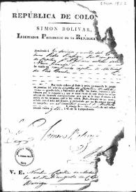 Nombramiento de Pedro Bohigas, Capitán de Milicias de Río Bamba (Ambato, 5 de noviembre de 1822, 12º de la Independencia) / Simón Bolivar | Biblioteca Virtual Miguel de Cervantes