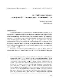 El Corán romanceado: la traducción contenida en el manuscrito T235 / Consuelo López Morillas | Biblioteca Virtual Miguel de Cervantes