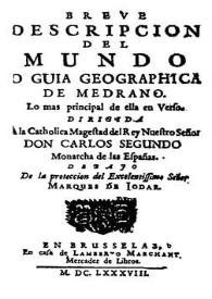 Breve descripción del mundo o guía geográfica de Medrano : lo más principal de ella  en verso... | Biblioteca Virtual Miguel de Cervantes