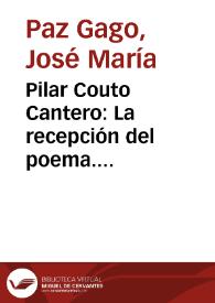 Pilar Couto Cantero: La recepción del poema. Pragmática del texto poético / José María Paz Gago | Biblioteca Virtual Miguel de Cervantes