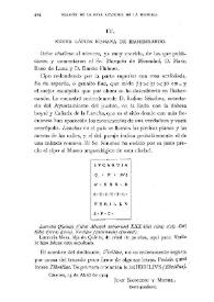 Nueva lápida romana de Ibahernando (I) / Juan Sanguino y Michel | Biblioteca Virtual Miguel de Cervantes