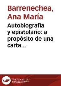Autobiografía y epistolario: a propósito de una carta de Sarmiento a Frías / Ana María Barrenechea | Biblioteca Virtual Miguel de Cervantes