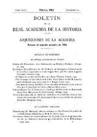 Adquisiciones de la Academia durante el segundo semestre del año 1904 | Biblioteca Virtual Miguel de Cervantes