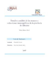 Estudio y análisis de los museos y colecciones museográficas de la provincia de Alicante / María Marco Such | Biblioteca Virtual Miguel de Cervantes
