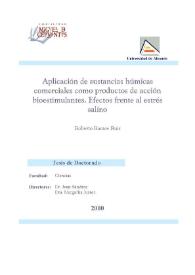 Aplicación de sustancias húmicas comerciales como productos de acción bioestimulante: efectos frente al estrés salino / Roberto Ramos Ruiz | Biblioteca Virtual Miguel de Cervantes