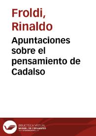 Apuntaciones sobre el pensamiento de Cadalso / Rinaldo Froldi | Biblioteca Virtual Miguel de Cervantes