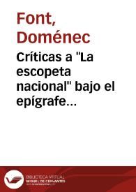 Críticas a "La escopeta nacional" bajo el epígrafe "Sobre un misal franquista y los pelos del pubis" / Doménec Font | Biblioteca Virtual Miguel de Cervantes