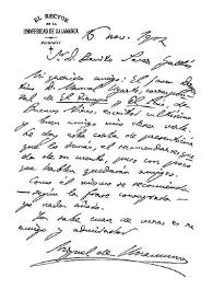 [Carta de Miguel de Unamuno a Benito Pérez Galdós, 16 de noviembre de 1902] | Biblioteca Virtual Miguel de Cervantes