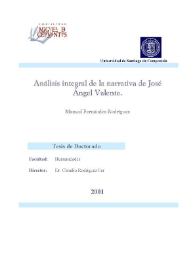 Análisis integral de la narrativa de José Ángel Valente | Biblioteca Virtual Miguel de Cervantes