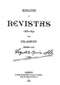 Ensayos y revistas: 1888-1892 / Clarín (Leopoldo Alas) | Biblioteca Virtual Miguel de Cervantes