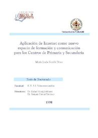 Aplicación de Internet como nuevo espacio de formación y comunicación para los Centros de Primaria y Secundaria / María Jesús Verdú Pérez | Biblioteca Virtual Miguel de Cervantes