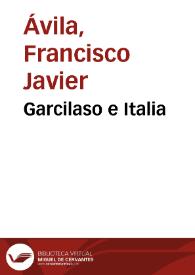 Garcilaso e Italia / Francisco J. Ávila | Biblioteca Virtual Miguel de Cervantes