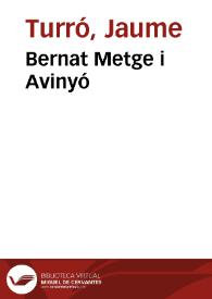 Bernat Metge i Avinyó / Jaume Turró | Biblioteca Virtual Miguel de Cervantes