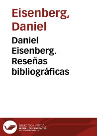 Daniel Eisenberg. Reseñas bibliográficas | Biblioteca Virtual Miguel de Cervantes