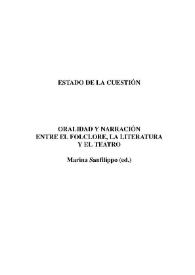 Estado de la cuestión: oralidad y narración entre el folclore, la literatura y el teatro / Marina Sanfilippo (ed.) | Biblioteca Virtual Miguel de Cervantes
