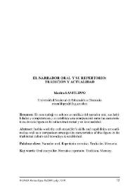 El narrador oral y su repertorio: tradición y actualidad / Marina Sanfilippo | Biblioteca Virtual Miguel de Cervantes