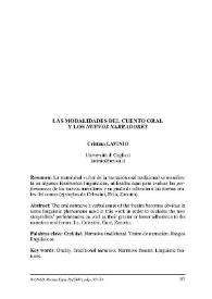 Las modalidades del cuento oral y los "nuevos narradores" / Cristina Lavinio | Biblioteca Virtual Miguel de Cervantes