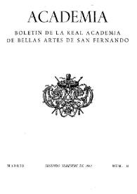 Academia : Boletín de la Real Academia de Bellas Artes de San Fernando. Segundo semestre de 1962. Número 15. Preliminares e índice | Biblioteca Virtual Miguel de Cervantes