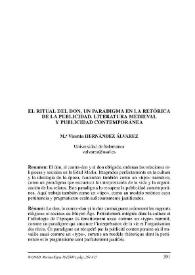 El ritual del don, un paradigma en la retórica de la publicidad. Literatura medieval y publicidad contemporánea | Biblioteca Virtual Miguel de Cervantes