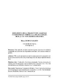 Estilística de la traducción: algunas cuestiones en torno a "La Pícara Coraje", de H. Ch. von Grimmelshausen / Blanca Merck Navarro | Biblioteca Virtual Miguel de Cervantes