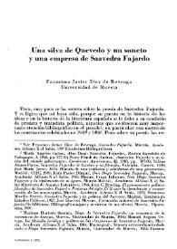 Una silva de Quevedo y un soneto y una empresa de Saavedra Fajardo / Francisco Javier Díez de Revenga | Biblioteca Virtual Miguel de Cervantes