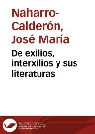 De exilios, interxilios y sus literaturas | Biblioteca Virtual Miguel de Cervantes