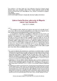 Quintus Iunius Rusticus, gobernador de Hispania citerior bajo Antonino Pío / Jorge Sánchez-Lafuente | Biblioteca Virtual Miguel de Cervantes