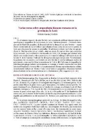 Varias notas sobre arqueología hispano-romana en la provincia de León / Antonio García y Bellido | Biblioteca Virtual Miguel de Cervantes